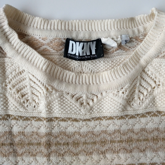 Vintage DKNY 90's Knit Striped Sweater L - Picture 3 of 5